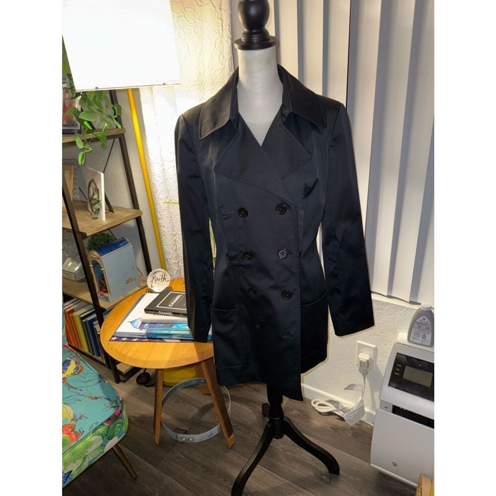 Insight Black Double-Breasted Trench Coat - Picture 4 of 7